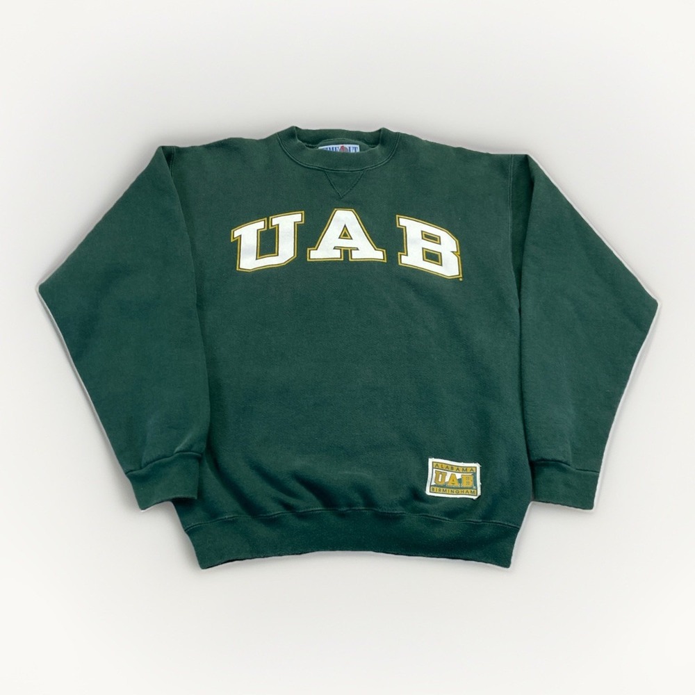 UAB Blazers Sweatshirt Mens L Green Crewneck Pullover Vintage 90s Alabama